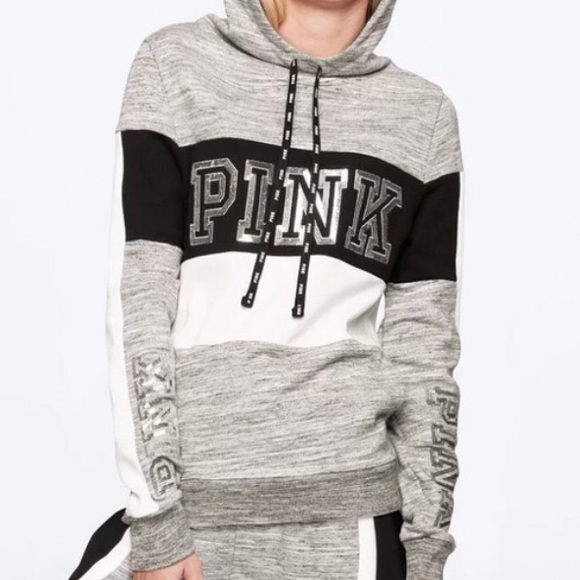 PINK Victoria's Secret Tops - Victoria’s Secret PINK Bling Colorblock Hoodie SzM